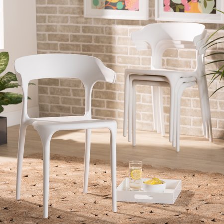 BAXTON STUDIO Gould Modern Transtional White Plastic Dining Chair Set (4PC) 193-4PC-12025-ZORO